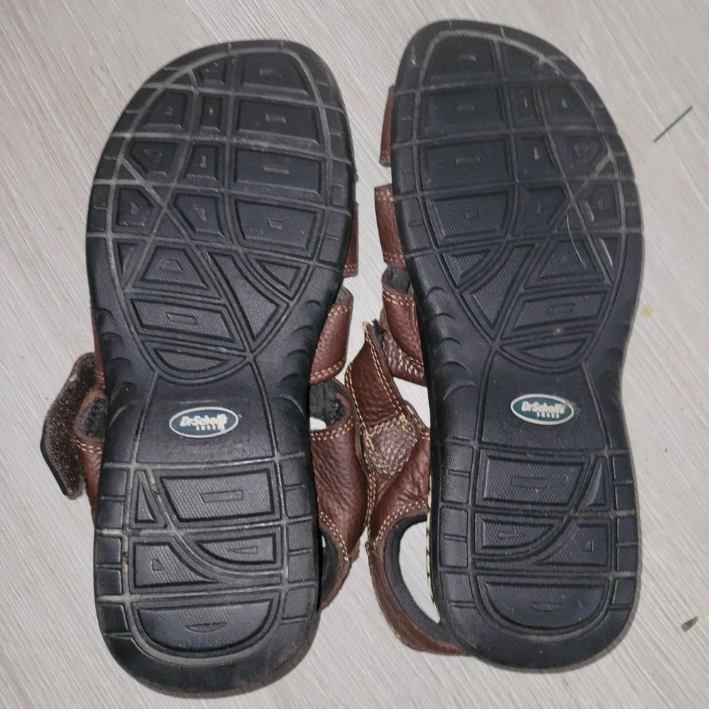 DR SCHOLL'S Men's Fisherman Gaston Leather Brown Sandal Beach Coastal Outdoor 10